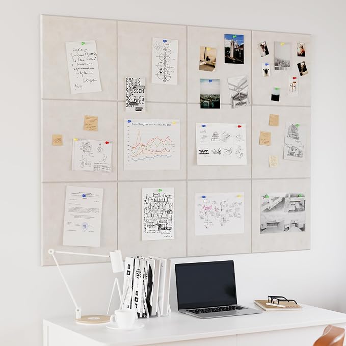 Neatsure Large Cork Board for Wall, 12 Panels Felt Tiles Tack Push Pin Board - Image 2