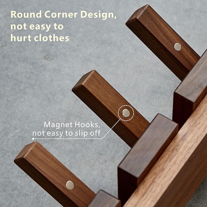 QUELLANCE Wooden Coat Hooks Wall Mounted, Coat Rack Hanger Wall Mount - Image 2