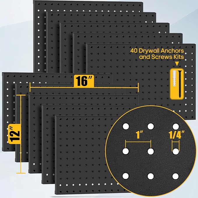 PBHEPJ 10 Pcs Metal Pegboard Panels, Heavy Duty Peg Boards - Image 3