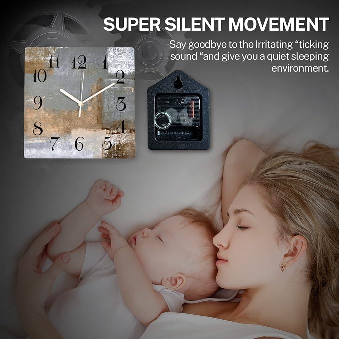 ArtSocket Wooden Wall Clock Silent Non-Ticking, Battery Operated - Image 2