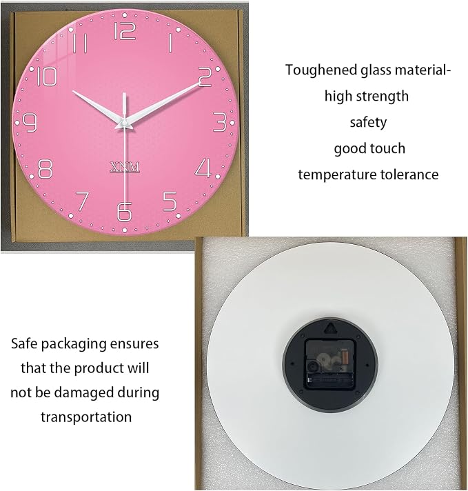 XNM Pink Clock for Girls Bedroom Small Wall Clock Battery Operated 14 Inch - Image 6