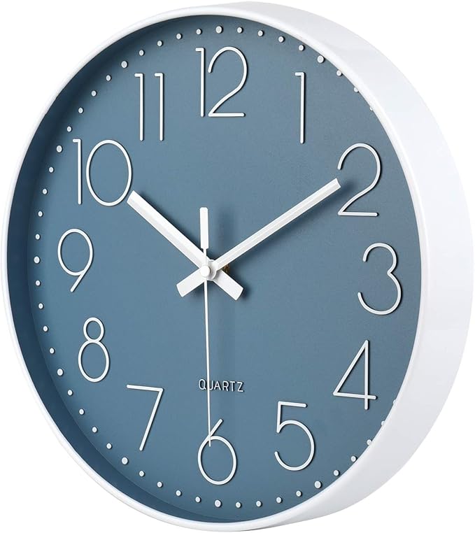 jomparis 13 1/2 Inches Blue Wall Clock Modern Style Indoor Outdoor Decor Clocks - Image 5
