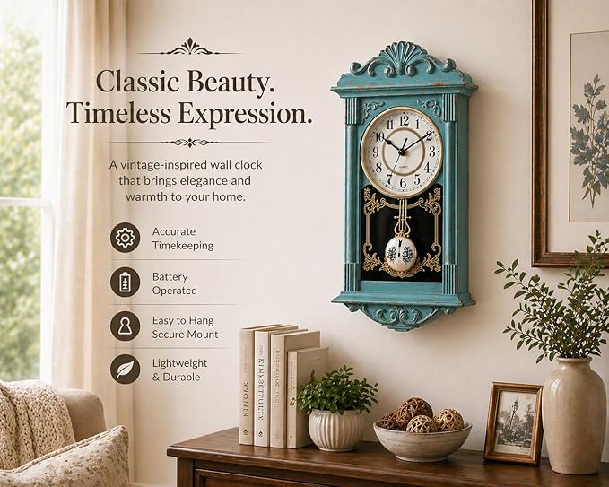 Clockswise Vintage Grandfather-Style Wall Clock - Image 4