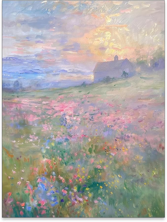 rumlud Pastel Nature Floral Poster Vintage French Country Landscape Wall Art by rumlud