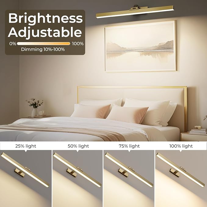 Afyuol Picture Lights for Wall, Brushed Gold Battery Operated Picture Light - Image 5