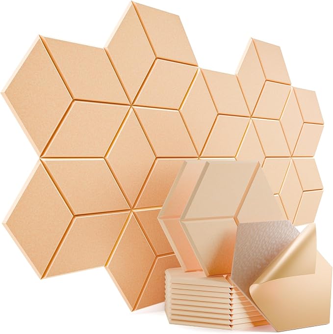 12 Pack Self-Adhesive Acoustic Panels 12" X 10" X 0.4" by Dailycooper
