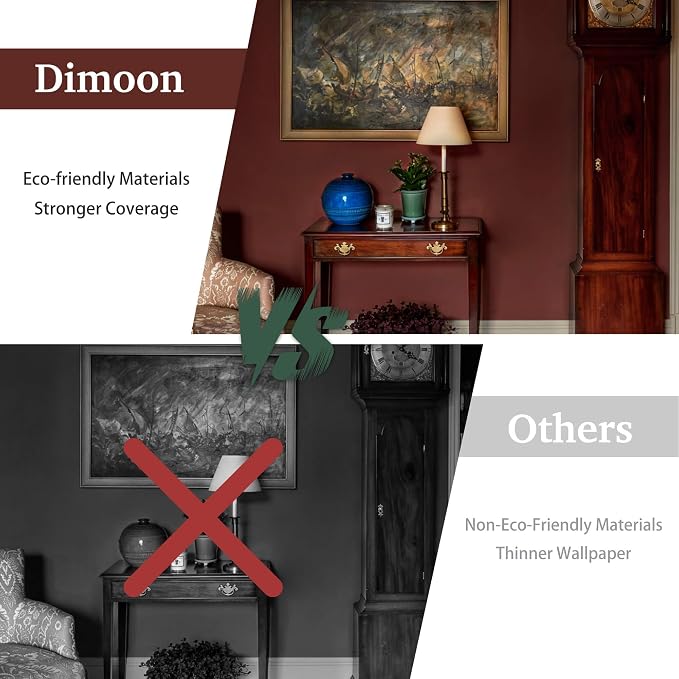 Dimoon 78.7"x17.7" Peel and Stick Wallpaper Dark Red Contact Paper - Image 8