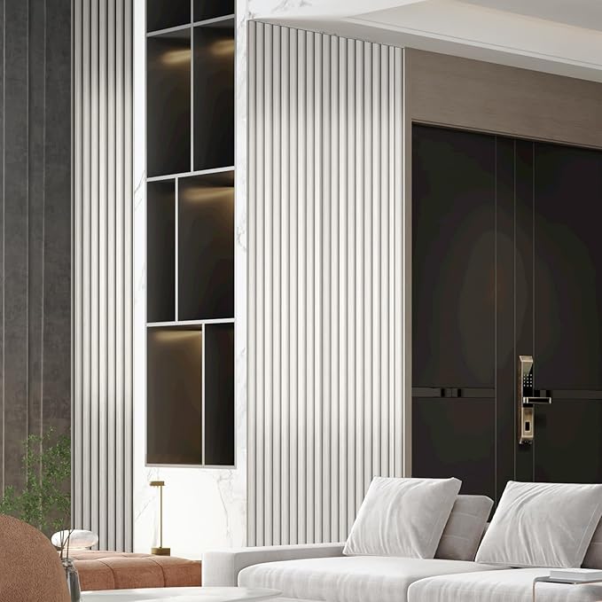 OUZUGIE WPC Acoustic Slat Wall Paneling, Living Room, TV Background, Study Room - Image 2