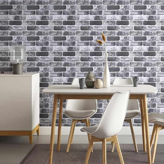 COMSTICKC 3D Gray Brick Wall Panels, Peel and Stick Brick Tiles, Small Size - Image 6