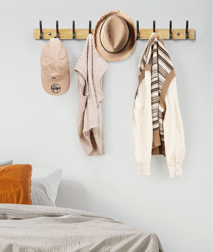 Optish Coat Rack Wall Mount, 16.5 Inches Wood Coat Hooks Wall Mount, Wall Coat - Image 5