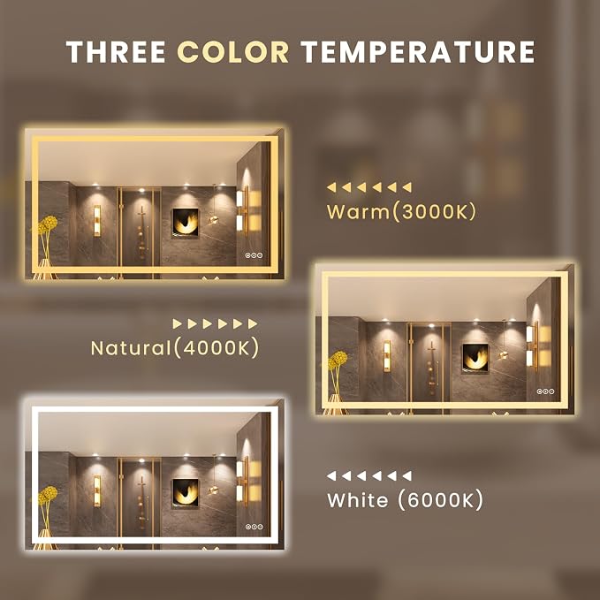 LOAAO 50"X30" LED Bathroom Mirror - Image 6