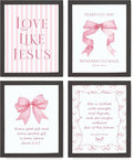 LARTSFRO Coquette Pink Bow Jesus Wall Art Decor Posters, Inspirational Bible by Unknown