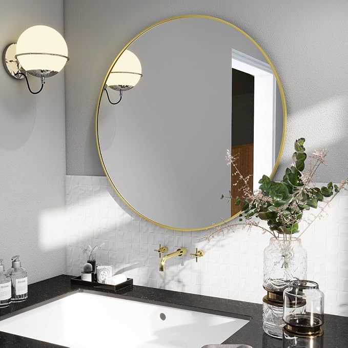BEAUTYPEAK 20 Inch Round Mirror, Metal Frame Circle Mirror, Wall Mounted - Image 8