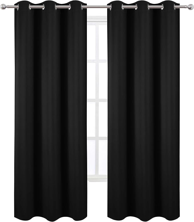 LEMOMO Black Thermal Blackout Curtains/38 x 84 Inch/Set of 2 Panels Room - Image 2