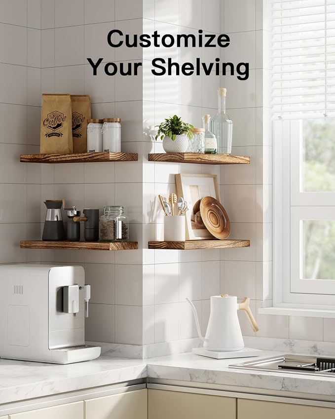 AMADA HOMEFURNISHING Floating Shelves, Paulownia Wood Wall Shelves - Image 6
