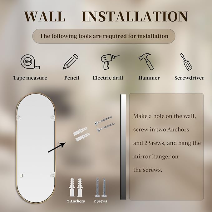 Oval Full Length Mirror, Ultra-Clear Explosion-Proof, Simple and Classic Deco - Image 9
