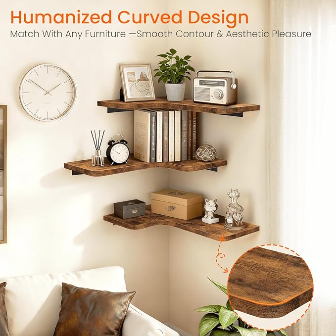Homode Corner Floating Shelves, Corner Shelves Wall Mounted - Image 3