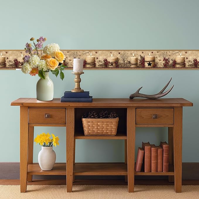 Rustic Farmhouse Wallpaper Border Peel and Stick 196x4 Inch Removable Wall - Image 6