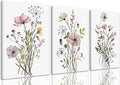Bwodke Framed Wildflower Canvas Wall Art Pink Watercolor Botanical Floral by Bwodke