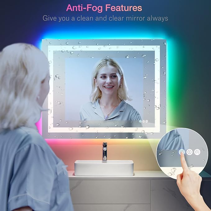 LOAAO 40”X30“ RGB LED Bathroom Mirror - Image 5