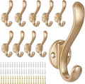 10 Pack Coat Hooks Wall Mount Heavy Duty Utility Retro Double Hooks by PEOIAOY