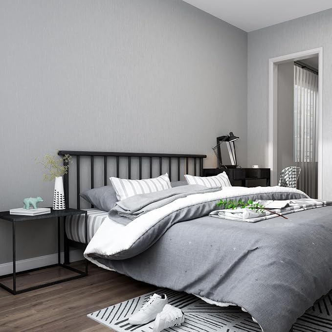 FUKU MON 23.6" X 393" Light Gray Wallpaper Peel and Stick Contact Paper Solid - Image 6