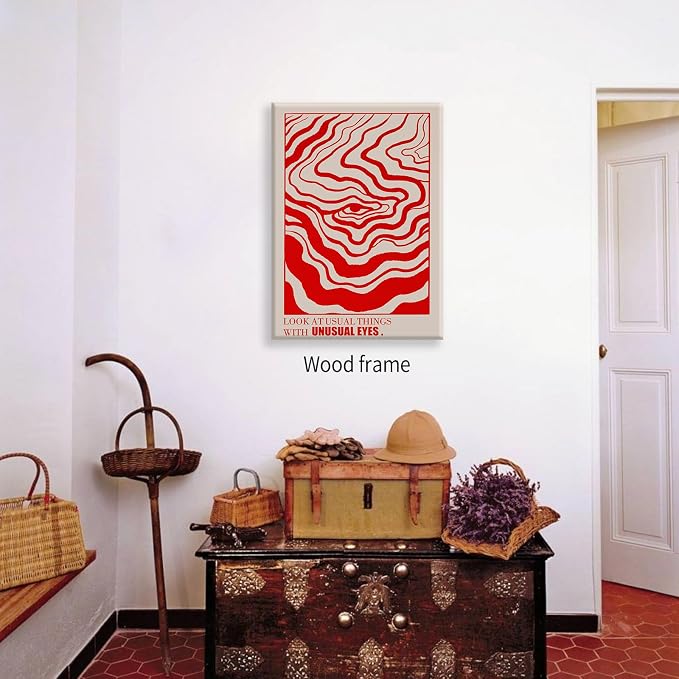 Retro Red Abstract Eye Canvas Wall Art Vintage Hippie Trippy Poster Affirmation - Image 5