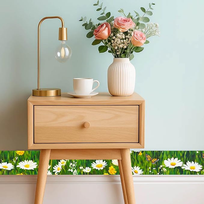 IVN Wallpaper Border Peel and Stick Decorative Wall Trim Self Adhesive Daisy - Image 2