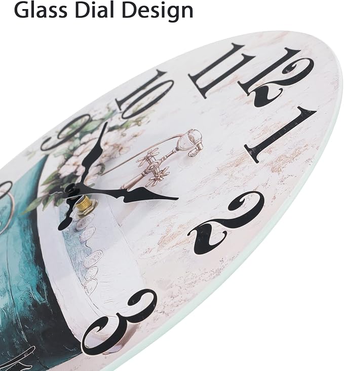 Decorative Bathroom Wall Clock, Rustic Style Waterproof Glass Wall Clock - Image 7