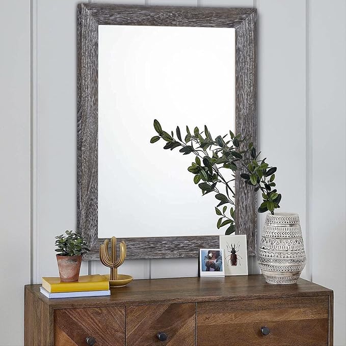 AAZZKANG Wall Mirror with Rectangle Wood Frame Large 28"x20" Rustic Decorative - Image 3
