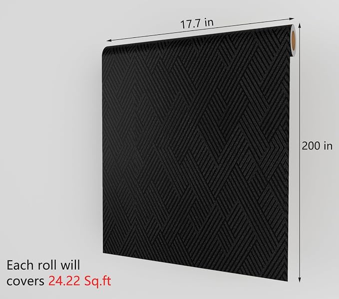 Decotalk Black Textured Geometric Peel and Stick Wallpaper - Image 7