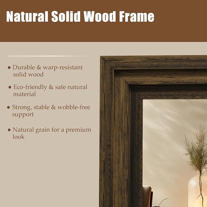 Full Length Mirror 71"x30", Large Solid Wood Frame Floor Mirror, Leaning Floor - Image 3
