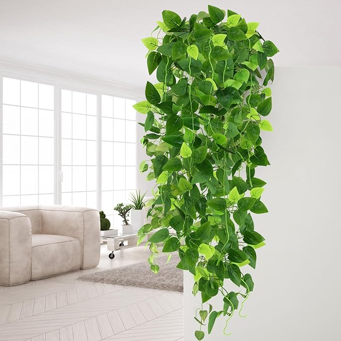 CEWOR 4pcs Artificial Hanging Plants 2.9ft Fake Ivy Vine Fake Ivy Leaves - Image 5