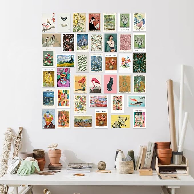 KBKBART 40 Pcs Vintage Wall Collage Kit Maximalist Paintings Art Prints Vintage - Image 4