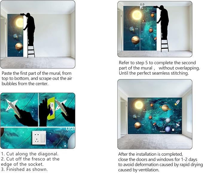 Kids Universe Planet Galaxy Wallpaper Solar System Starry bight Sky Ceiling - Image 6