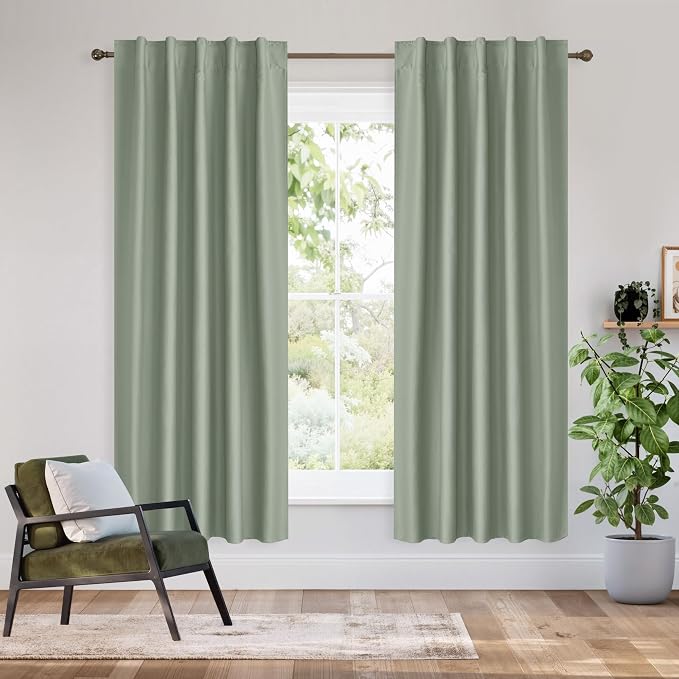 RYB HOME Bedroom Blackout Curtains 72 inches Long, 100% Blackout Thermal by RYBHOME