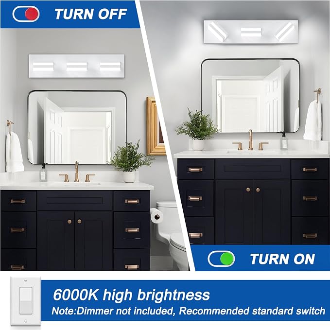 IZORRO LED Modern Bathroom Lights Fixtures, Matte White Acrylic Wall Lighting - Image 5