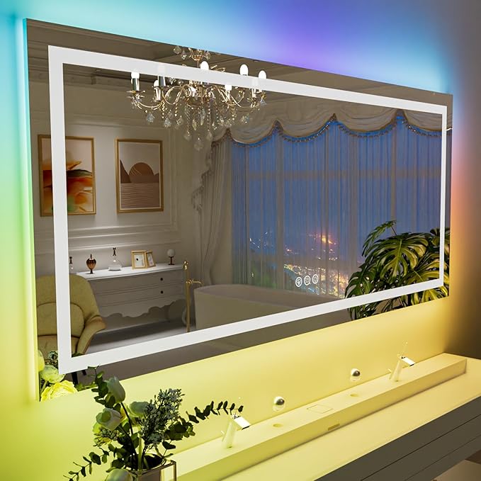 LOAAO 60”X40“ RGB LED Bathroom Mirror by LOAAO
