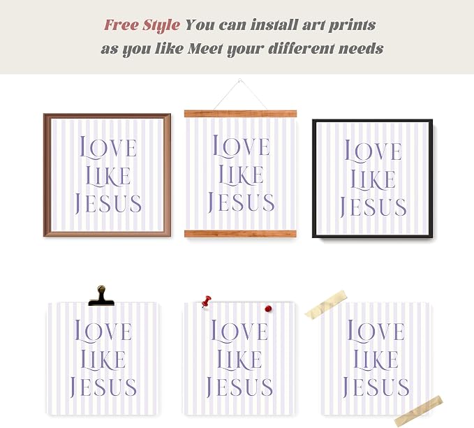LARTSFRO Coquette Purple Bow Jesus Wall Art Decor Posters, Inspirational Bible - Image 4
