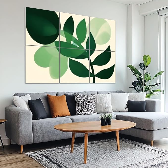 6 Pack Art Acoustic Panels Sound Absorbing Boho Botanical Leaf Orange Green - Image 6
