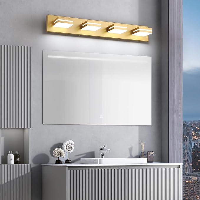 SineRise LED Modern Bathroom Vanity Light Fixtures, Matte Gold Modern Acrylic - Image 7