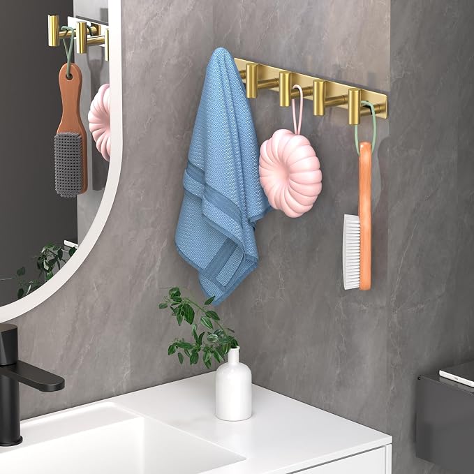 Wall Mounted Coat Rack-5 Hooks, Heavy Duty Stainless Steel Wall Hooks - Image 5