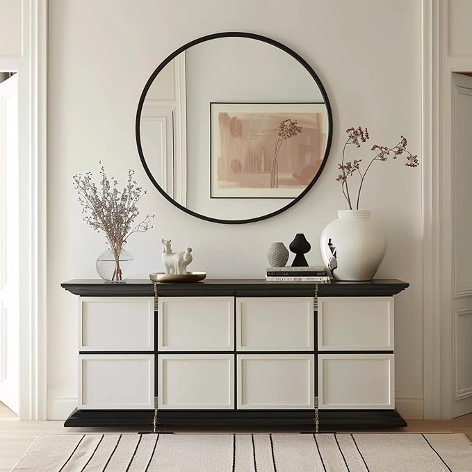 G-LEAF Black Round Mirror 32 inch Circle Mirror - Image 9