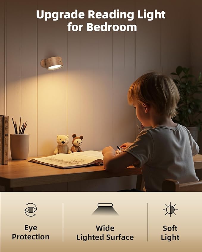 LED Wall Mounted Lights, Rechargeable Wall Sconces Lamp, 3 Color Temps & Remote - Image 4