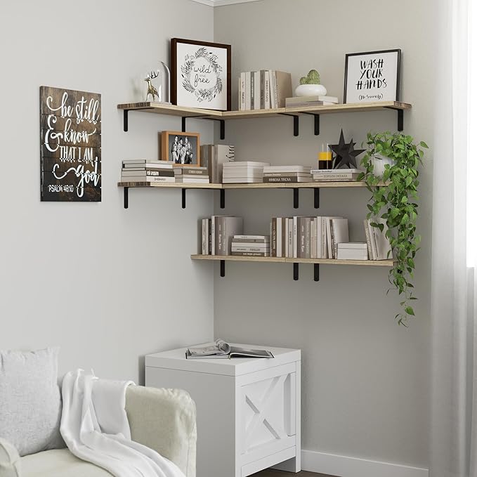 DOLLFIO Floating Shelves, 8 Sets Wall Shelves, Wood Floating Shelves - Image 6
