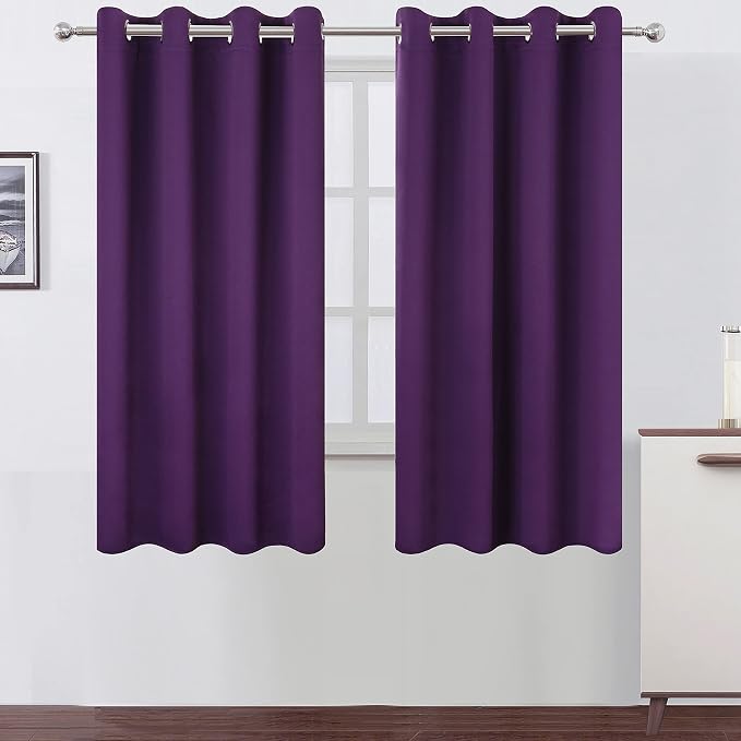 LEMOMO Purple Blackout Curtains 66 x 63 Inch Length/Set of 2 Curtain by Lemomo