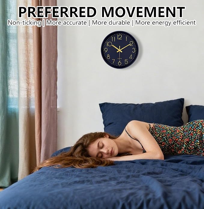 Modern Silent Wall Clock, 12 Inch Wall Clocks Battery Operated Large Number - Image 4