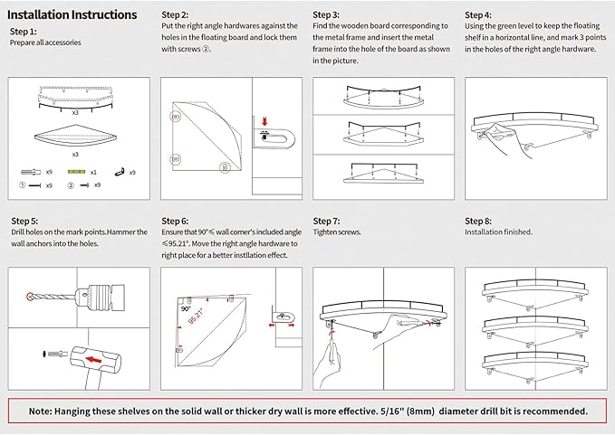 HORLIMER Floating Corner Shelf Wall Mount, Living Room - Image 7
