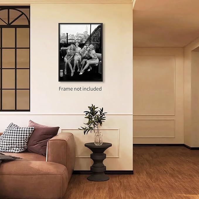 Retro Black And White Woman Canvas Wall Art Fashion Rooftop Party Posters - Image 3