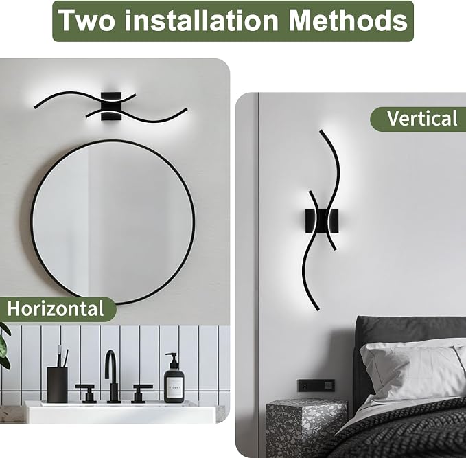 CANEOE Modern LED Wall Sconce Set of Two, 6000K Warm White Led Wall Light - Image 3